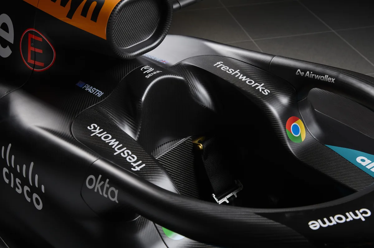 Freshworks branding on a McLaren Formula 1 car